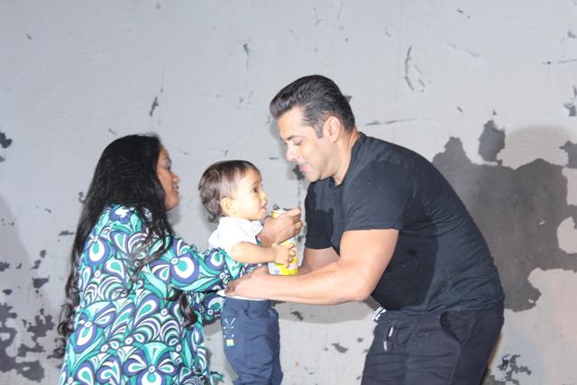 Salman Khan, Arpita Khan Sharma along with her son Ahil during the launch of Being Human electric bicycles in Mumbai on June 5, 2017. (IANS)