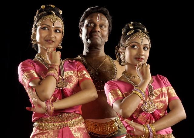 Raja Reddy with his daughters Bhavana Reddy (L) and Yamini Reddy (R).