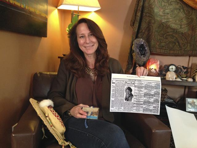 In this June 12, 2017, photo, Betsy Roddy of Los Angeles holds a copy of the August 17, 1910, edition of The River Press of Fort Benton, Mont. The newspaper was one of the first to report on Father's Day, an event held for the first time in June of that year in Spokane, Wash., after Roddy's great-grandmother, Sonora Smart Dodd, lobbied local church and public officials for its creation. (AP) In this June 12, 2017, photo, Betsy Roddy of Los Angeles holds a copy of the August 17, 1910, edition of The River Press of Fort Benton, Mont. The newspaper was one of the first to report on Father's Day, an event held for the first time in June of that year in Spokane, Wash., after Roddy's great-grandmother, Sonora Smart Dodd, lobbied local church and public officials for its creation. (AP)
