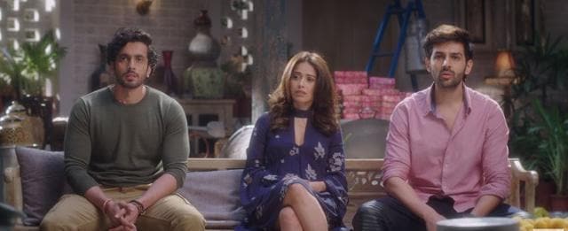 Kartik, Nushrat and Sunny in a still from the announcement video.