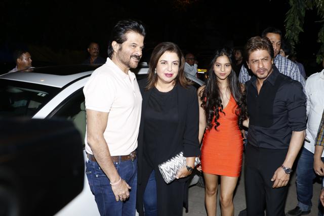 Anil Kapoor, Farah Khan, Suhana Khan and Shah Rukh Khan. (Viral Bhayani/HT Photo)