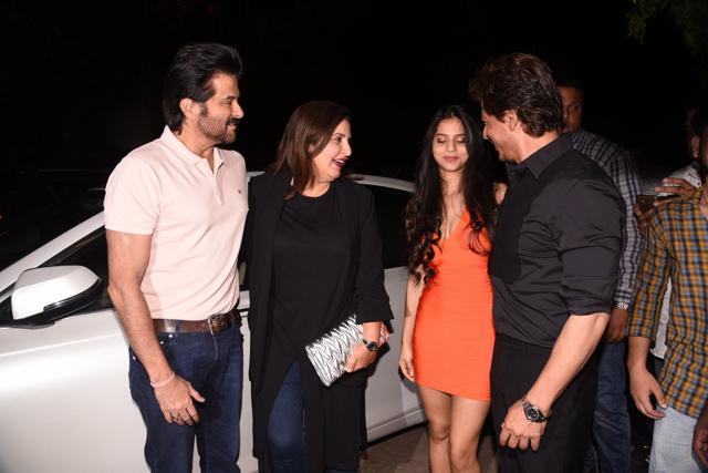 Anil Kapoor, Farah Khan, Suhana Khan and Shah Rukh Khan. (Viral Bhayani/HT Photo)