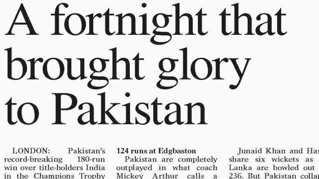 The Dawn looks back at Pakistan’s unprecedented win. (Dawn)