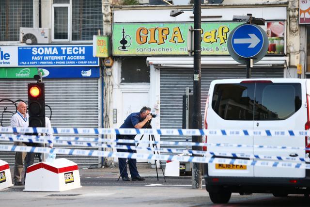 Police officers attend to the scene after a vehicle collided with pedestrians in the Finsbury Park neighbourhood of North London. (REUTERS) Police officers attend to the scene after a vehicle collided with pedestrians in the Finsbury Park neighbourhood of North London. (REUTERS)