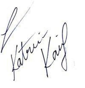 Actor Katrina Kaif’s autograph. (Facebook/ Katrina Kaif “The Queen Of Bollywood”)