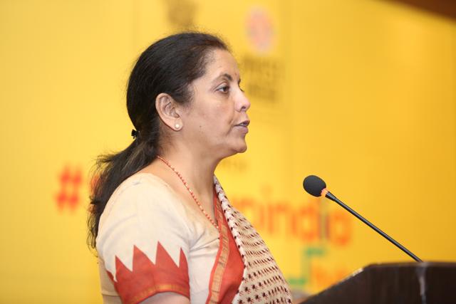 Nirmala Sitharaman at the launch of the Startup India Hub (DIPP)