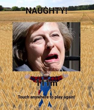 The game is over when May runs into a Corbyn. (Screengrab via comewheatmay.com)