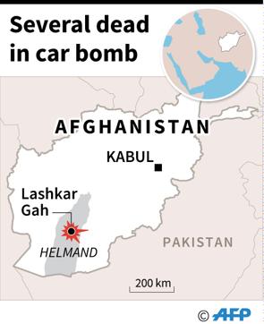 A map of Afghanistan locating Lashkar Gah, the site of the fatal car bomb attack. (AFP) A map of Afghanistan locating Lashkar Gah, the site of the fatal car bomb attack. (AFP)