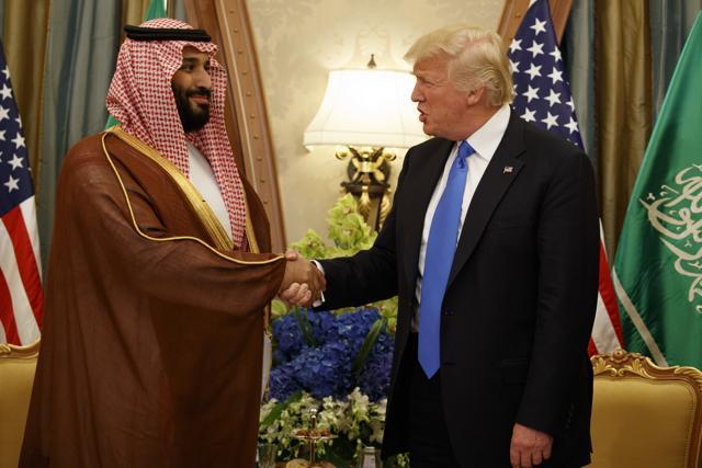 In this May 20, 2017 photo, U. President Donald Trump, right, shakes hands with Saudi Deputy Crown Prince and Defense Minister Mohammed bin Salman during a bilateral meeting, in Riyadh. (AP File Photo) In this May 20, 2017 photo, U. President Donald Trump, right, shakes hands with Saudi Deputy Crown Prince and Defense Minister Mohammed bin Salman during a bilateral meeting, in Riyadh. (AP File Photo)