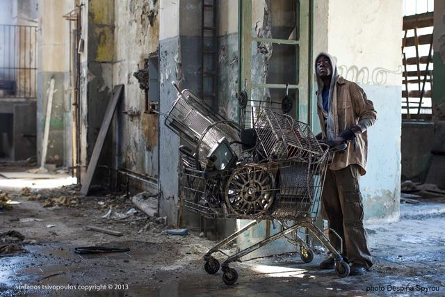 An art exhibit at History Zero features an African immigrant in Athens struggling with Greece’s economic crisis. (Despina Spyrou) An art exhibit at History Zero features an African immigrant in Athens struggling with Greece’s economic crisis. (Despina Spyrou)