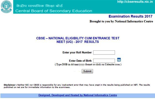 Enter your roll number and date of birth to get your NEET results (CBSE) Enter your roll number and date of birth to get your NEET results (CBSE)