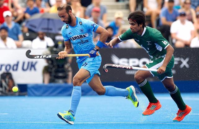 Indian players wore a black armband during their Hockey World League Semi-Final match against Pakistan in London on Sunday. (PTI) Indian players wore a black armband during their Hockey World League Semi-Final match against Pakistan in London on Sunday. (PTI)