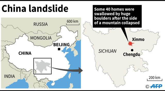 Graphic showing Xinmo in China's Sichuan province. (AFP)