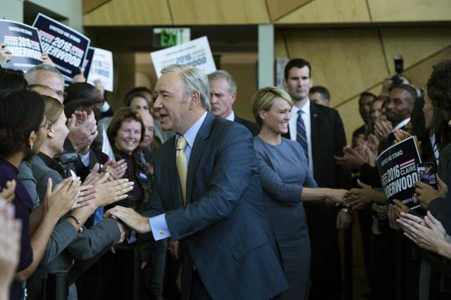 Kevin Spacey and Robin Wright in House of Cards. Kevin Spacey and Robin Wright in House of Cards.