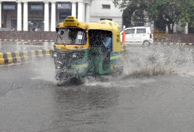 A waterlogged CP after the rain. (Sushil Kumar/HT PHOTO) A waterlogged CP after the rain. (Sushil Kumar/HT PHOTO)