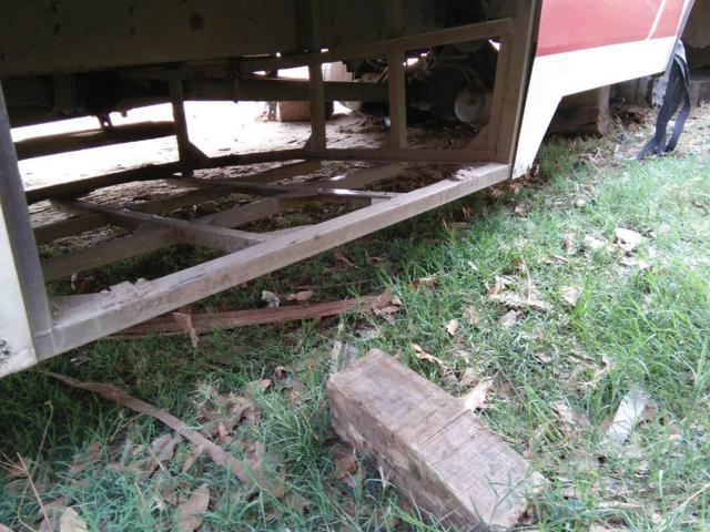 Battery of the bus was also stolen along with all the tyres. (HT Photo) Battery of the bus was also stolen along with all the tyres. (HT Photo)
