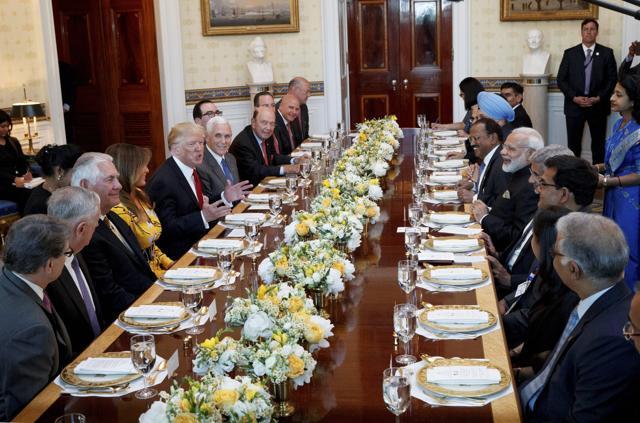 Donald Trump speaks during a dinner with PM Narendra Modi at the White House. (AP Photo) Donald Trump speaks during a dinner with PM Narendra Modi at the White House. (AP Photo)