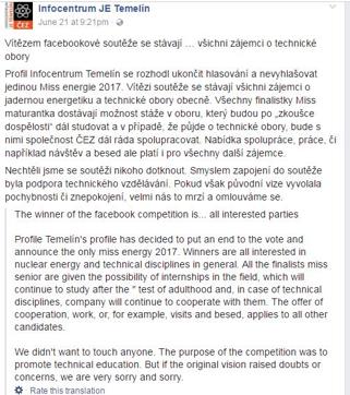 Infocentrum JE Temelín Facebook/Screengrab
