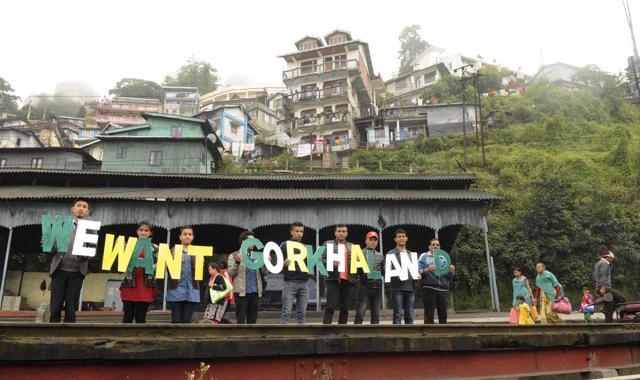 File picture of Gorkha Janmukti Yuva Morcha members demanding a separate state at Darjeeling rail station on October 3, 2015 (Samir Jana) File picture of Gorkha Janmukti Yuva Morcha members demanding a separate state at Darjeeling rail station on October 3, 2015 (Samir Jana)