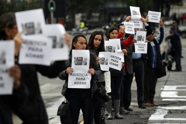 Journalists demand justice for slain Mexican journalist Salvador Adame Pardo, in front of the National Palace in Mexico City on June 28, 2017. (AFP) Journalists demand justice for slain Mexican journalist Salvador Adame Pardo, in front of the National Palace in Mexico City on June 28, 2017. (AFP)
