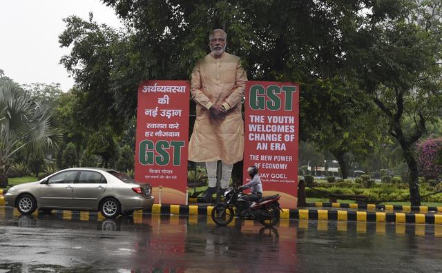 A hoarding on GST near Ashoka road in New Delhi. (Arvind Yadav/HT Photo) A hoarding on GST near Ashoka road in New Delhi. (Arvind Yadav/HT Photo)
