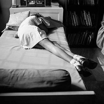 Perhaps the single most famous photograph Dayanita has taken – of a sulking schoolgirl hiding her face in a pillow. (Courtesy Dayanita Singh) Perhaps the single most famous photograph Dayanita has taken – of a sulking schoolgirl hiding her face in a pillow. (Courtesy Dayanita Singh)