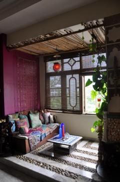 The Parikhs have designed their living room as the Japanese do, with pebble stones.