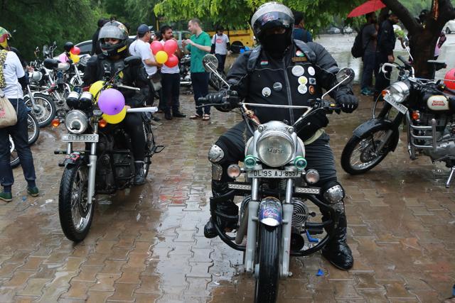 Bikers rallying on and enjoying the rains. (Amal KS/HT Photo)