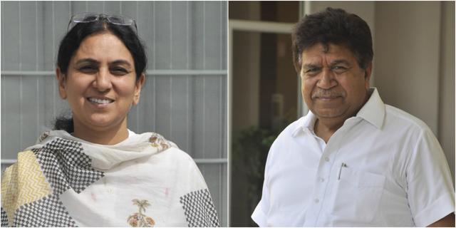 Mayor Upinder Kaur Walia (Left), and MLA Gian Chand Gupta (HT Photos) Mayor Upinder Kaur Walia (Left), and MLA Gian Chand Gupta (HT Photos)