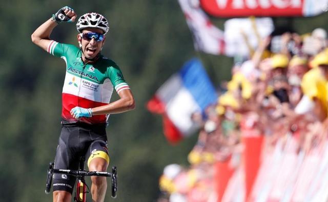 Astana rider Fabio Aru of Italy wins the stage. (REUTERS)