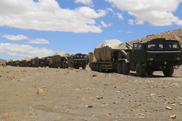 A military truck convey during an exercise in the Tibet Autonomous Region. (Courtesy: China Military Online)