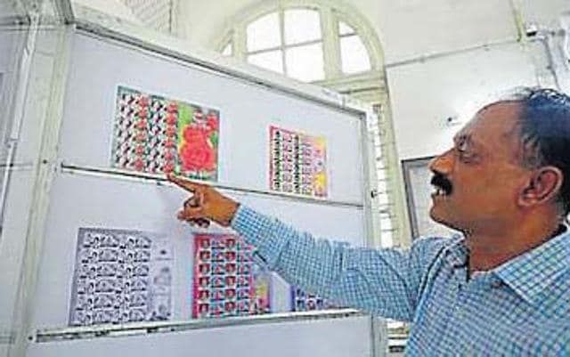 An enthusiast at the Philatelic Bureau in Pune. (Rahul Raut/HT Photo)
