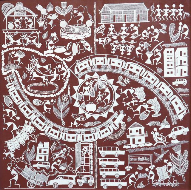 Warli art represents a range of journeys. (Sandeep Bhoir) Warli art represents a range of journeys. (Sandeep Bhoir)