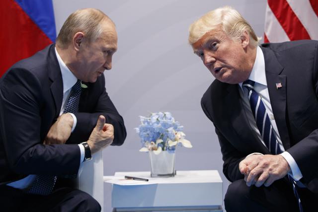 US President Donald Trump meets with Russian President Vladimir Putin at the G-20 Summit in Hamburg on July 7, 2017. (AP) US President Donald Trump meets with Russian President Vladimir Putin at the G-20 Summit in Hamburg on July 7, 2017. (AP)
