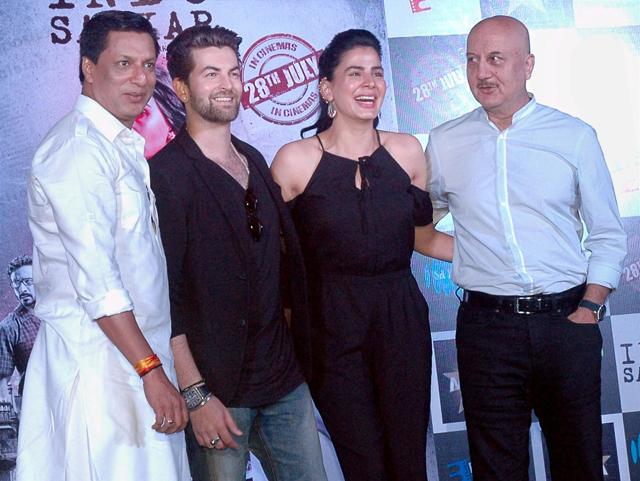 Bollywood actors Kirti Kulhari, Anupam Kher, Neil Nitin Mukesh and Fililmmaker Madhur Bhandarkar during the trailer launch of Indu Sarkar. (PTI) Bollywood actors Kirti Kulhari, Anupam Kher, Neil Nitin Mukesh and Fililmmaker Madhur Bhandarkar during the trailer launch of Indu Sarkar. (PTI)
