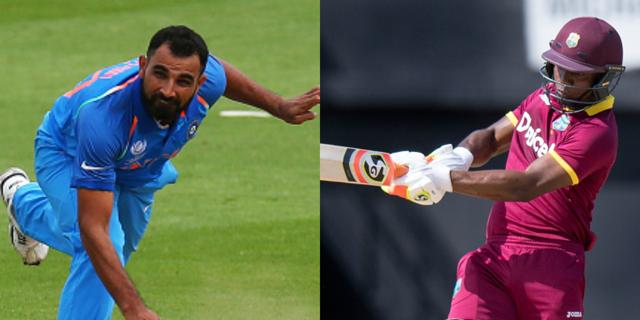 Mohammed Shami (L) will be in no mood to allow Evin Lewis to be in his comfort zone. (HT Photo/Agencies) Mohammed Shami (L) will be in no mood to allow Evin Lewis to be in his comfort zone. (HT Photo/Agencies)