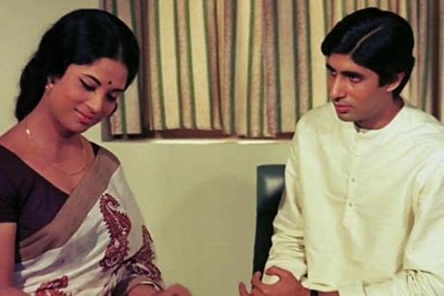 Amitabh and Sumita in a still from Anand. Amitabh and Sumita in a still from Anand.