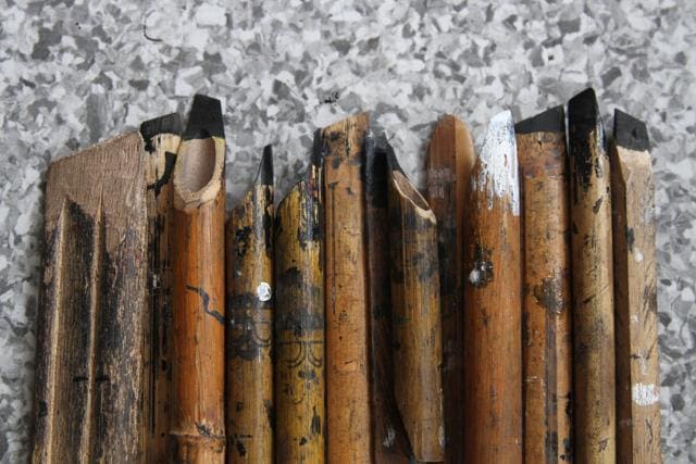 The traditional wooden calligraphy tools used by the Katibs (calligraphers). (Waseem Gashroo/HT Photo)
