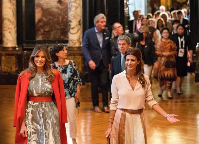 US First Lady Melania Trump (left), the wife of Argentina's President, Juliana Awada (right), and other partners of the G20 summit participants attend the partners' programme at the city hall in Hamburg, northern Germany. (AFP Photo) US First Lady Melania Trump (left), the wife of Argentina's President, Juliana Awada (right), and other partners of the G20 summit participants attend the partners' programme at the city hall in Hamburg, northern Germany. (AFP Photo)