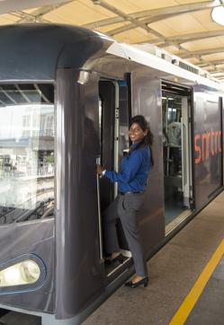 Priya Sachan, 25 , joined as a trainee train operator in 2012 at Rapid Metro, Gurgaon. (Zabeeh Afaque/HT)