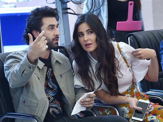 Katrina Kaif and Ranbir Kapoor chat during promotion of Jagga Jasoos at Ryan International Public School in New Delhi on Monday. (PTI) Katrina Kaif and Ranbir Kapoor chat during promotion of Jagga Jasoos at Ryan International Public School in New Delhi on Monday. (PTI)