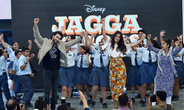 Bollywood actors Katrina Kaif and Ranbir Kapoor promote their upcoming movie Jagga Jasoos at Ryan Public School in New Delhi. (PTI) Bollywood actors Katrina Kaif and Ranbir Kapoor promote their upcoming movie Jagga Jasoos at Ryan Public School in New Delhi. (PTI)