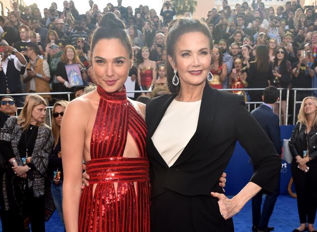 Gal Gadot (L) and Lynda Carter attend the premiere of Warner Bros. Pictures' Wonder Woman. (AFP) Gal Gadot (L) and Lynda Carter attend the premiere of Warner Bros. Pictures' Wonder Woman. (AFP)