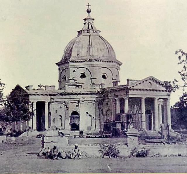 The church almost turned to ruins during the mutiny in 1857. The mutineers shot down its gilt cross and the bell. The structure was attacked with cannons, damaging its walls. (HT PHOTO) The church almost turned to ruins during the mutiny in 1857. The mutineers shot down its gilt cross and the bell. The structure was attacked with cannons, damaging its walls. (HT PHOTO)