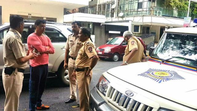 Filmmaker Madhur Bhandarkar with police officials. (ANI) Filmmaker Madhur Bhandarkar with police officials. (ANI)