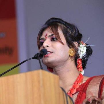 Joyita Mondal Mahi addressing a conference on transgender welfare in the city. (Facebook) Joyita Mondal Mahi addressing a conference on transgender welfare in the city. (Facebook)