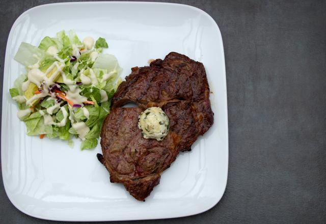 Fat-filled Ribeye Steak with Cilantro Butter and a side salad topped with ranch dressing. Perfect for a ketogenic diet. (IStock) Fat-filled Ribeye Steak with Cilantro Butter and a side salad topped with ranch dressing. Perfect for a ketogenic diet. (IStock)
