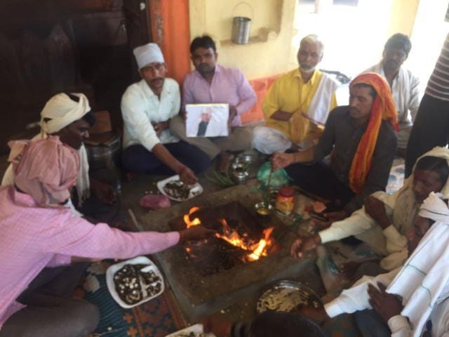 Havan being conducted at Patthari Devi temple in Ram Nath Kovind’s village Paraunk in Uttar Pradesh. (HT Photo) Havan being conducted at Patthari Devi temple in Ram Nath Kovind’s village Paraunk in Uttar Pradesh. (HT Photo)