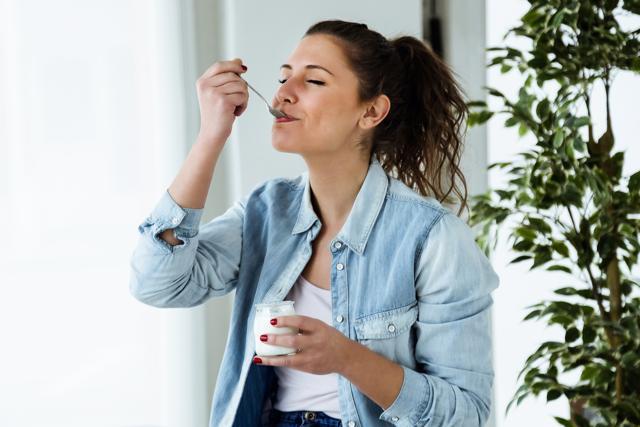 Eating yogurt at home. (Getty Images/iStockphoto) Eating yogurt at home. (Getty Images/iStockphoto)