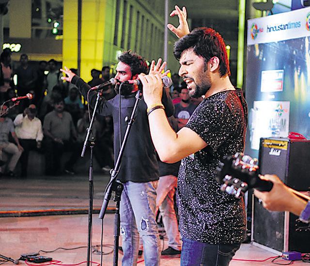 The band Mazhab in performance at the event. (Parveen Kumar/HT)